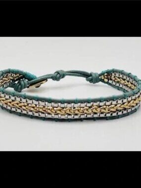Stella and Dot Teal Leather Foundation Bracelet